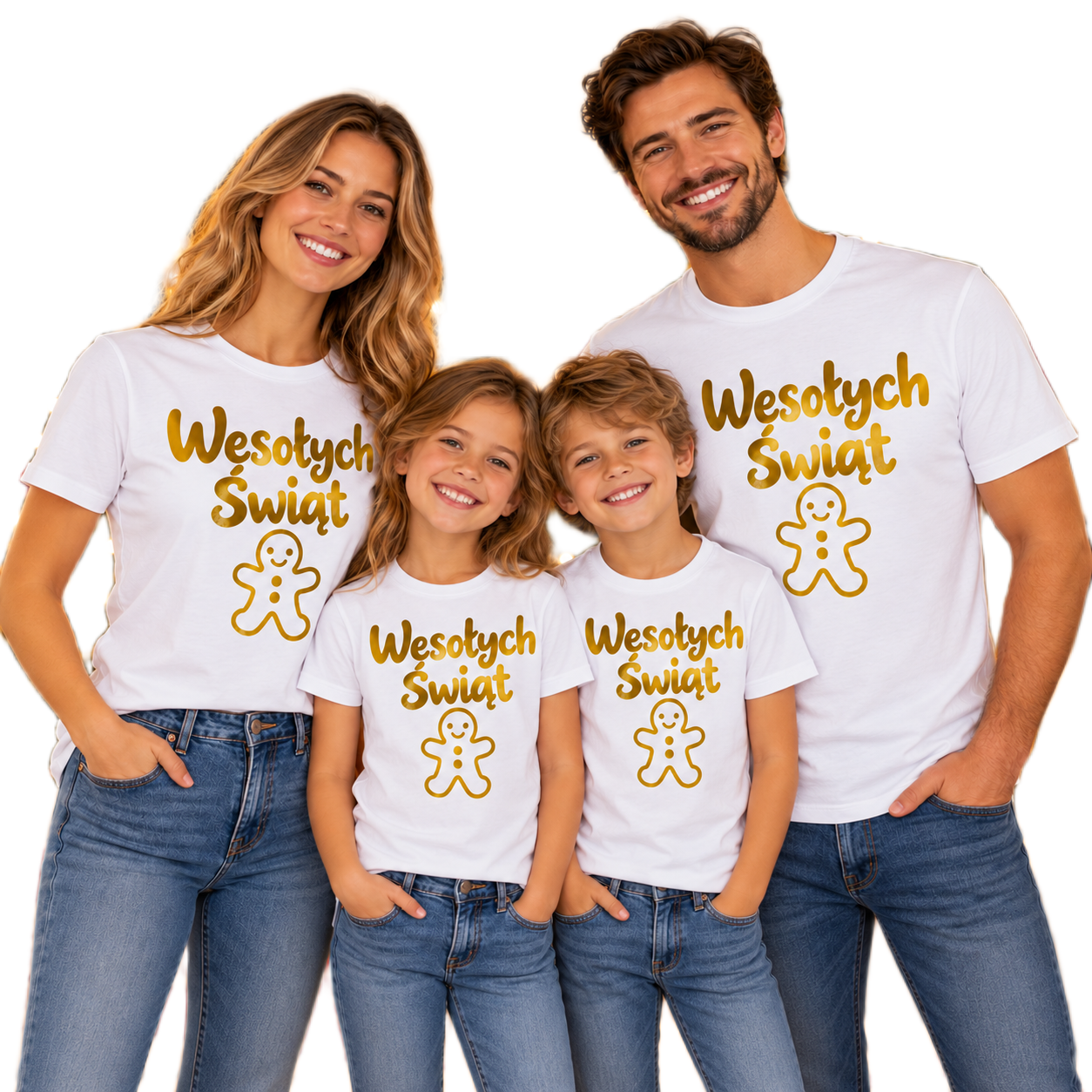 Czworo w białych świątecznych koszulkach3
